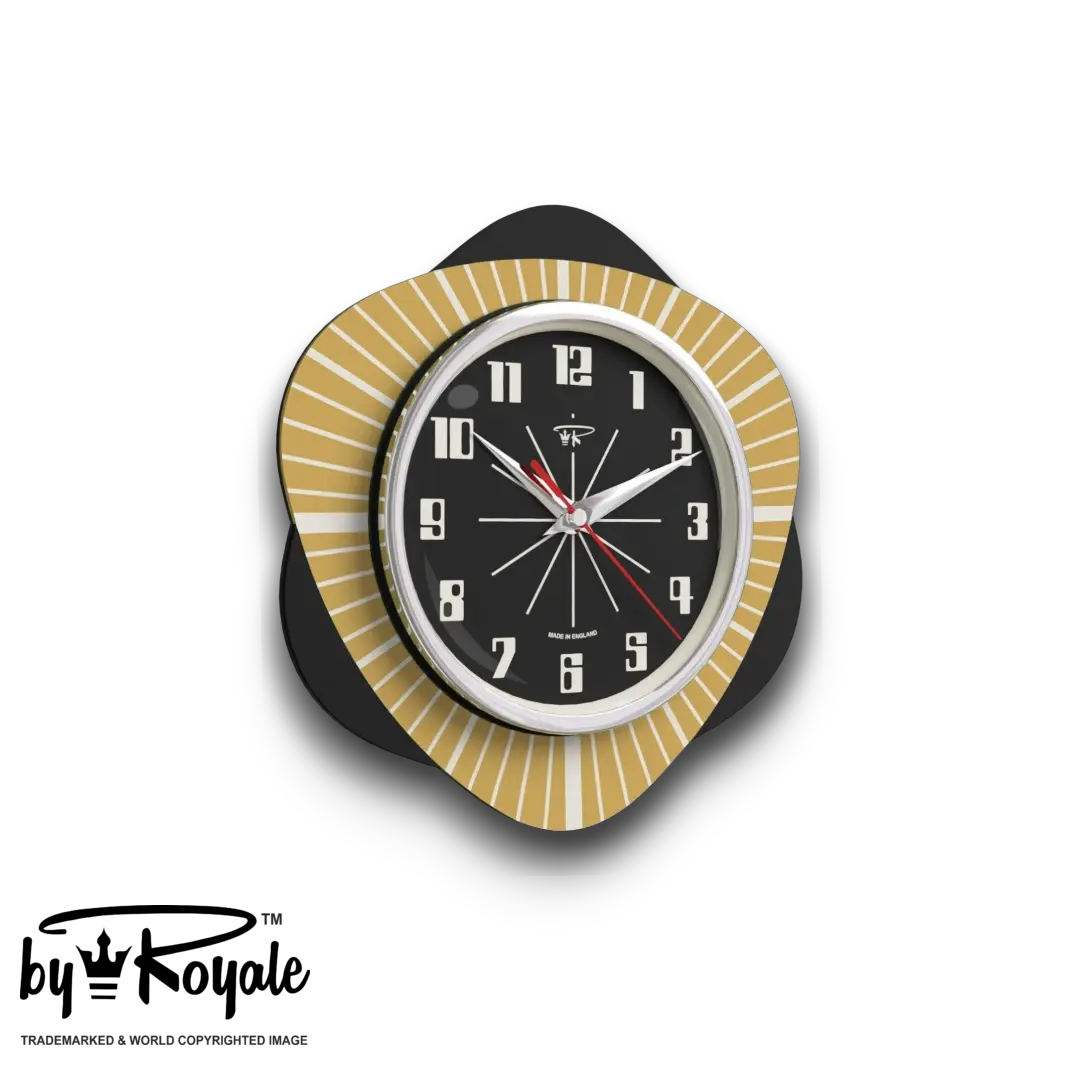 Mid Century Modern Royalexe Laminate Clock By Royale - Vogue Burnt Gold gallery image