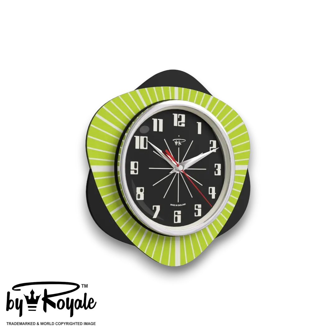 Mid Century Modern Royalexe Laminate Clock By Royale - Vogue Chartreuse gallery image