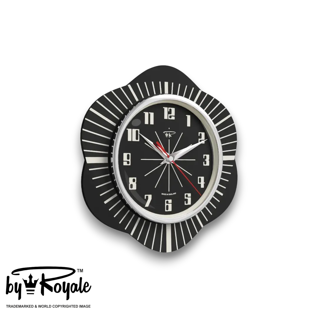 Mid Century Modern Royalexe Laminate Clock By Royale - Vogue Jet Black gallery image