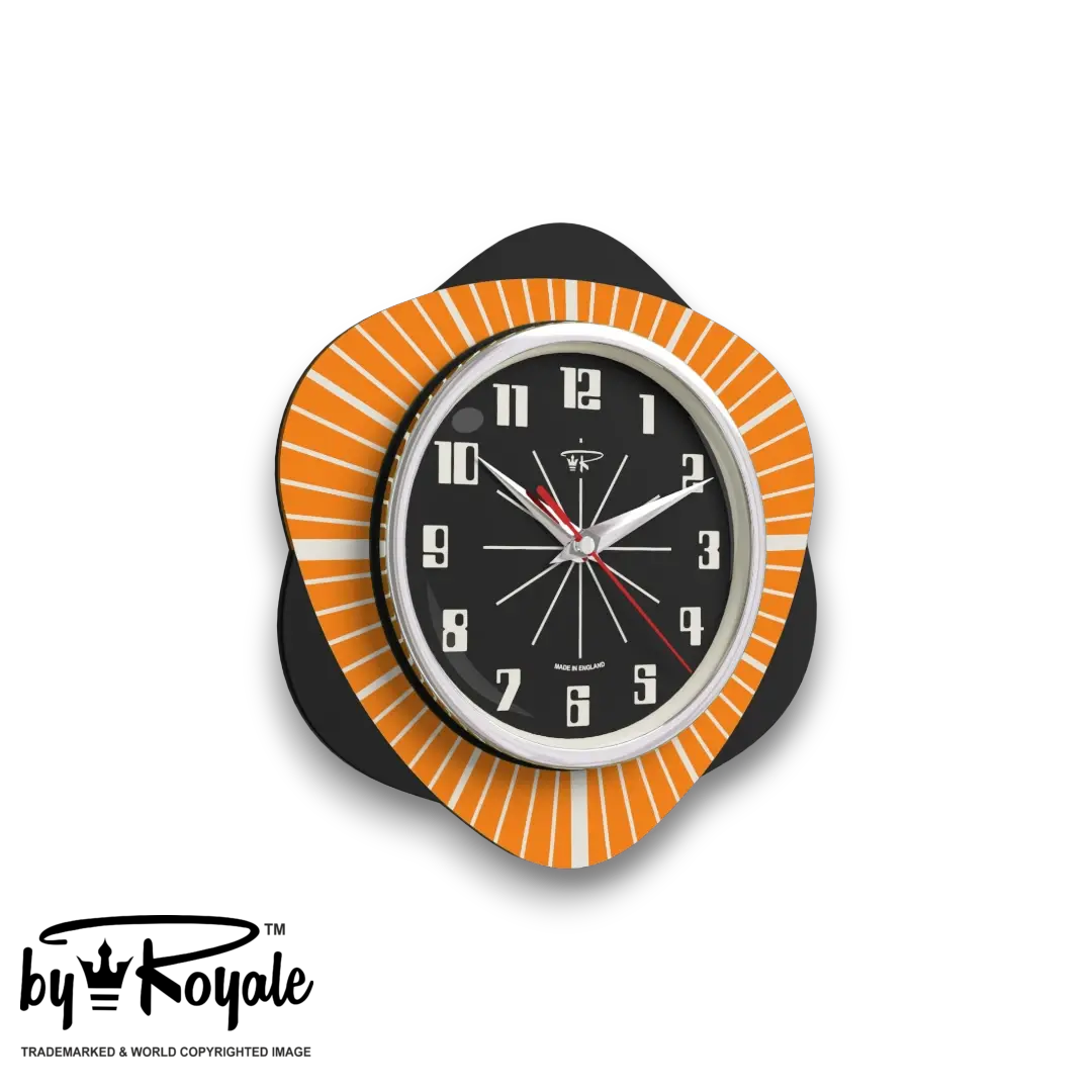 Mid Century Modern Royalexe Laminate Clock By Royale - Vogue Orange gallery image