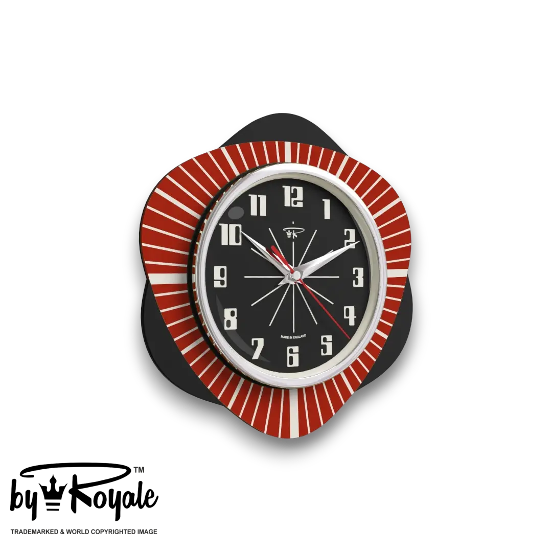 Mid Century Modern Royalexe Laminate Clock By Royale - Vogue Tomato Red gallery image