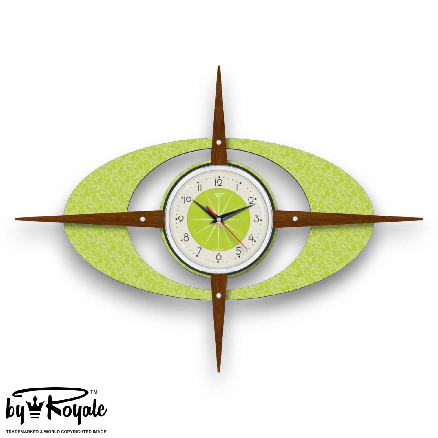 Mid Century Modern Royalexe Laminate Clock By Royale - Gambit Starburst Chartreuse gallery image