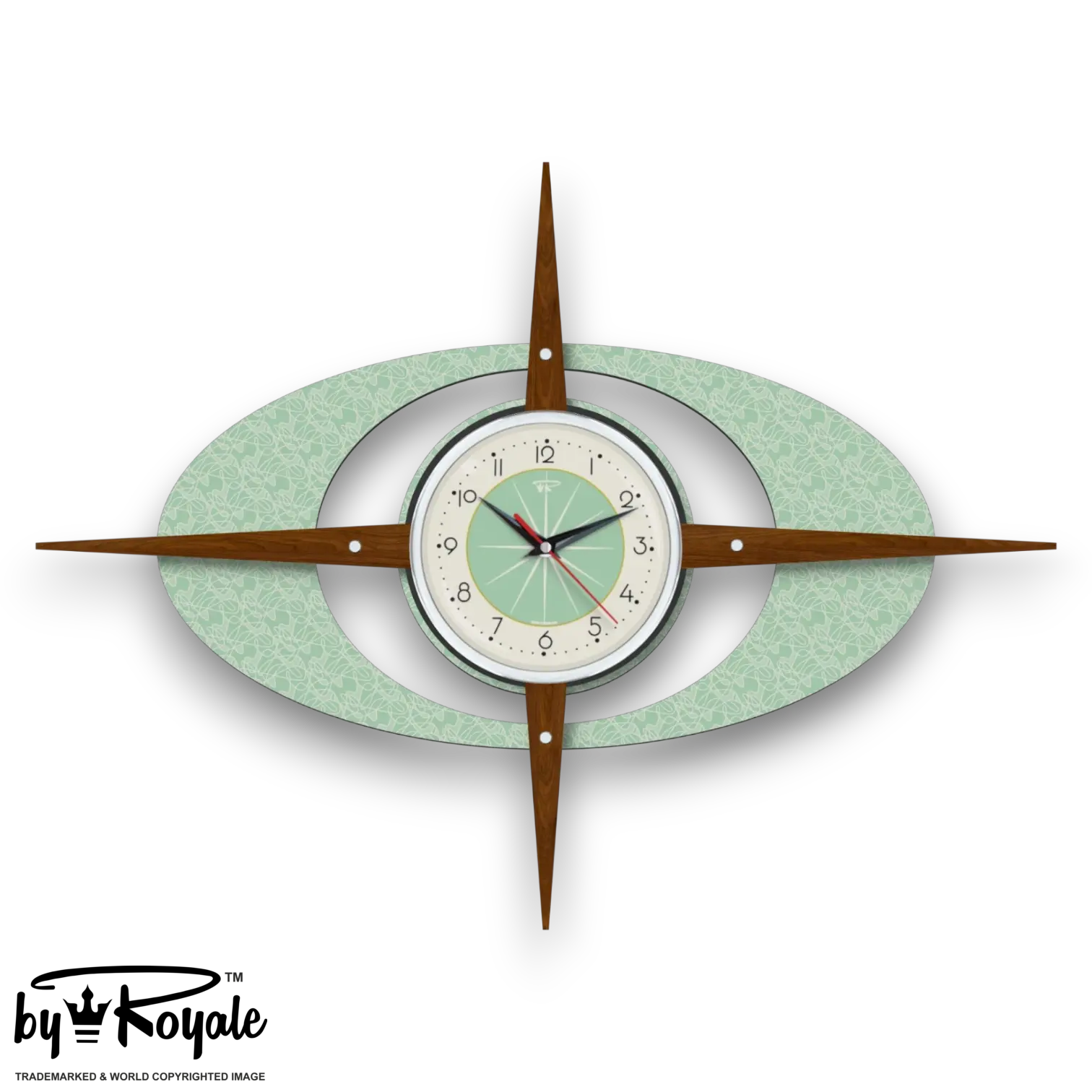 Mid Century Modern Royalexe Laminate Clock By Royale - Gambit Starburst Aquastone gallery image