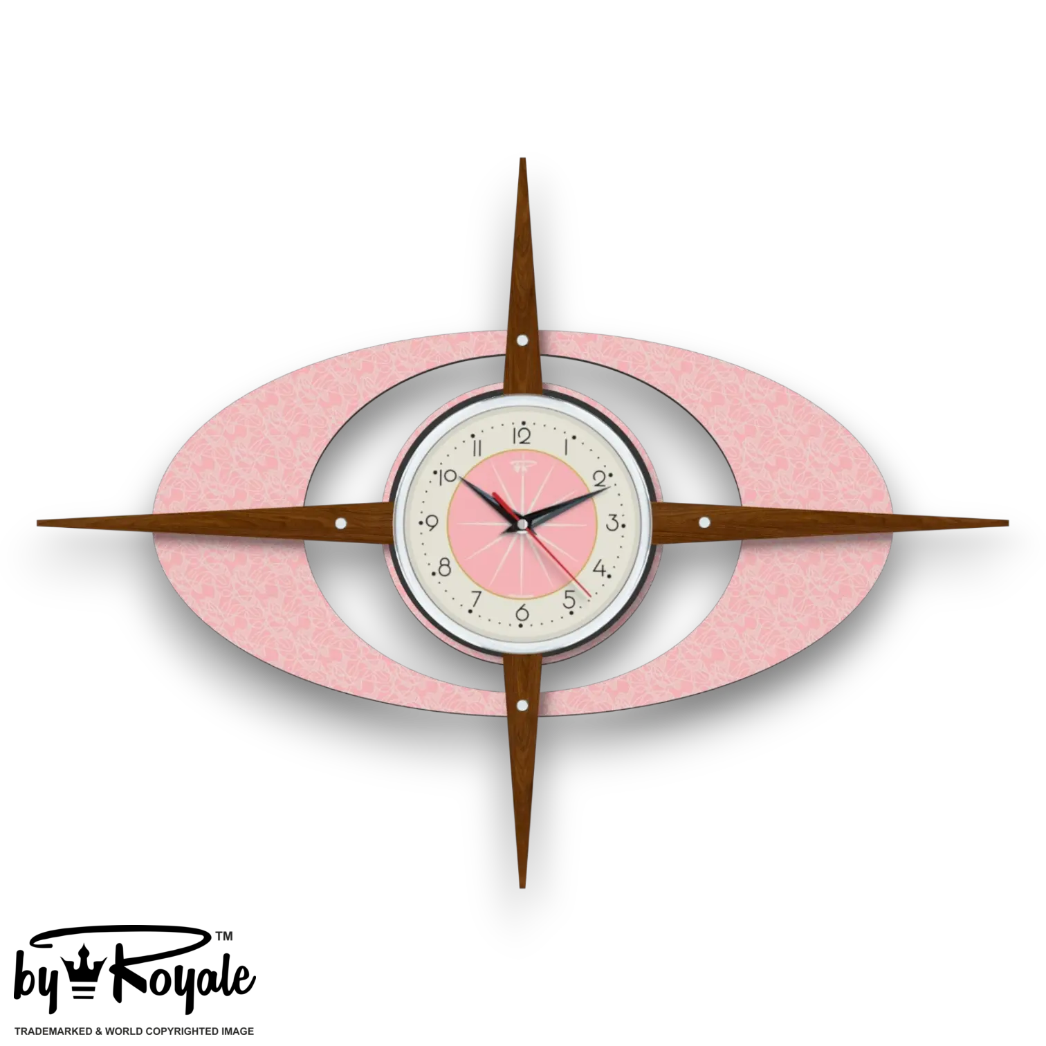Mid Century Modern Royalexe Laminate Clock By Royale - Gambit Starburst Pink gallery image