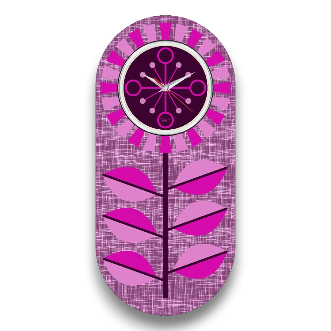 Mid Century Modern Royalexe Laminate Clock By Royale - Design DBC377 Elysian Purple