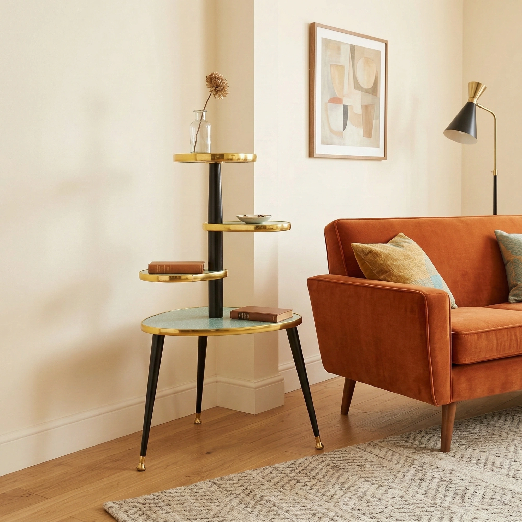Mid Century Modern Royalexe™ 4 Tier Tera Plant Stand By Royale Naug Pattern in 14 Colours