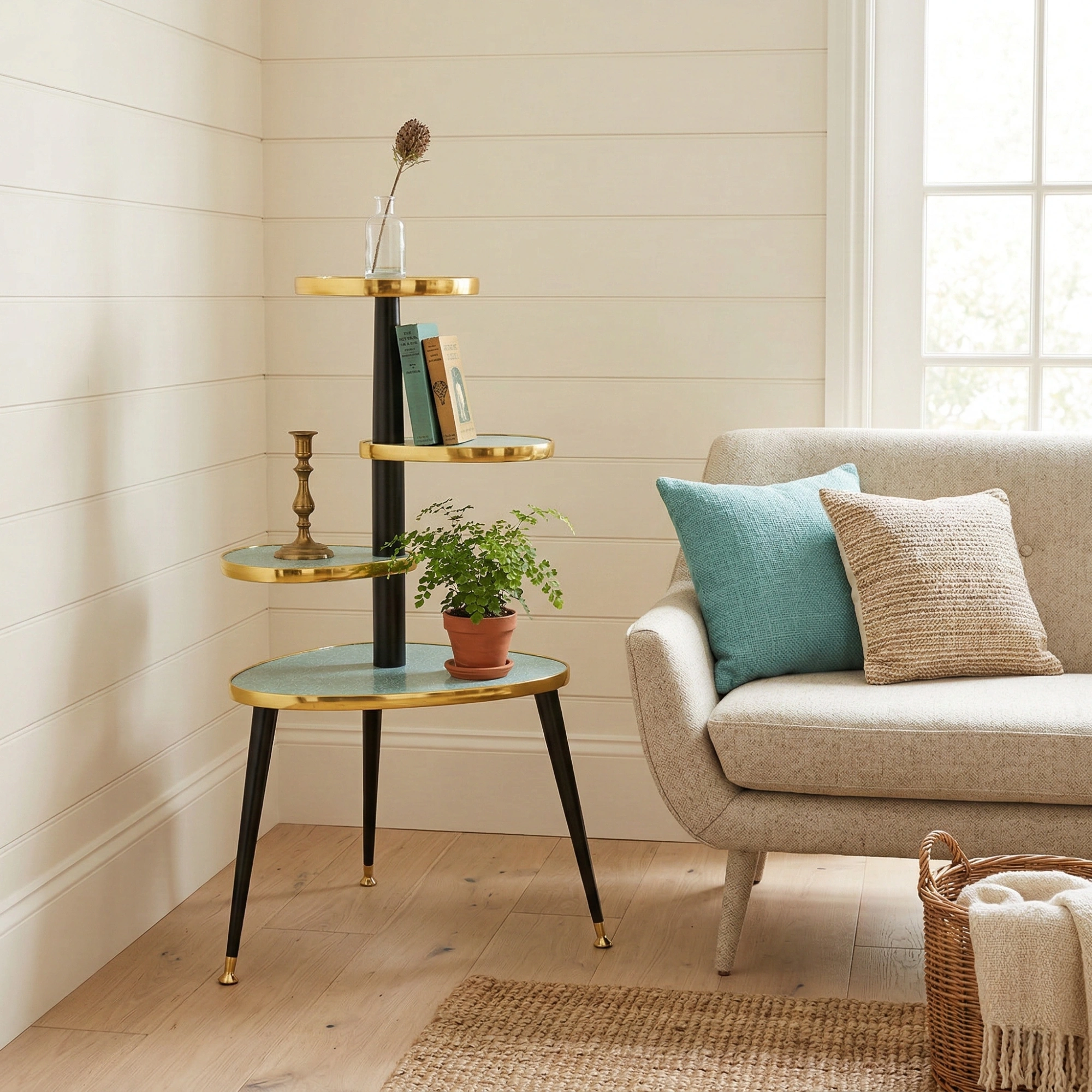 Mid Century Modern Royalexe™ 4 Tier Tera Plant Stand By Royale Naug Pattern in 14 Colours