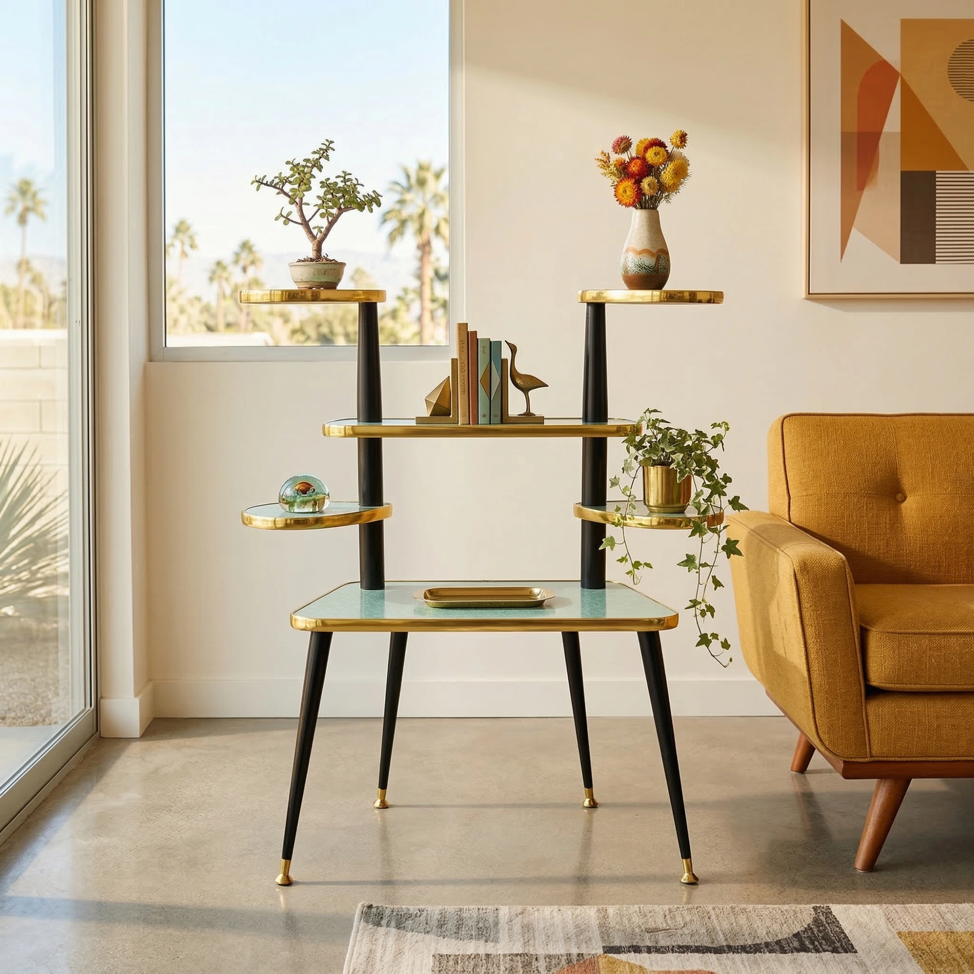 Mid Century Modern Royalexe&trade; 6 Tier Nova Plant Stand By Royale Naug Pattern in 12 Colours