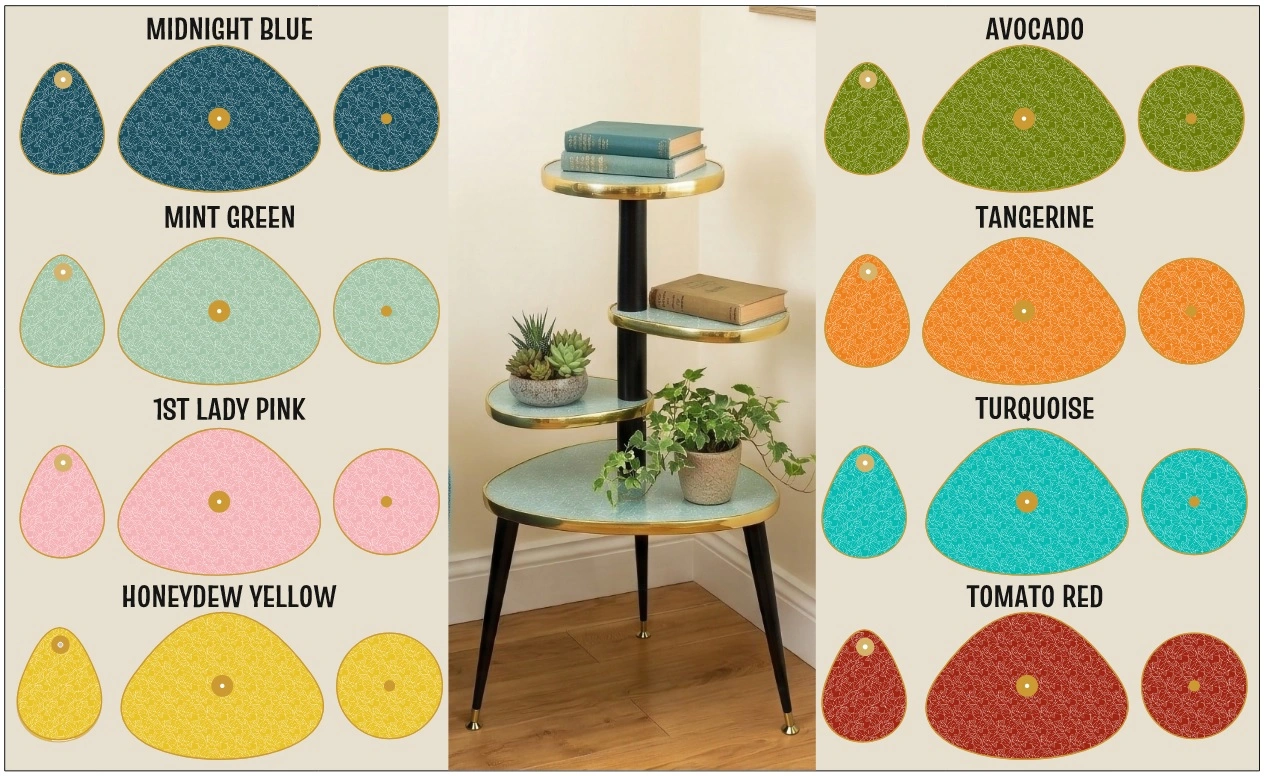 Mid Century Modern Royalexe™ 4 Tier Tera Plant Stand By Royale Naug Pattern in 14 Colours