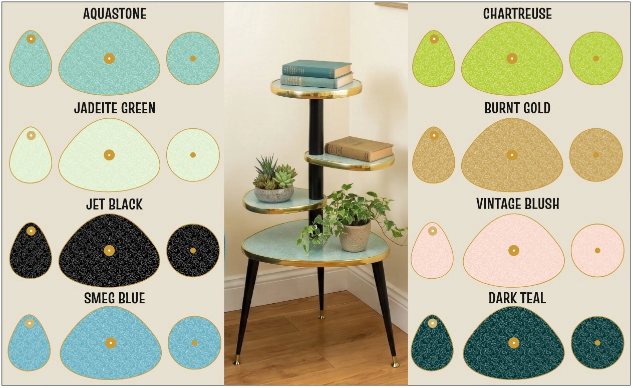 Mid Century Modern Royalexe™ 4 Tier Tera Plant Stand By Royale Naug Pattern in 14 Colours